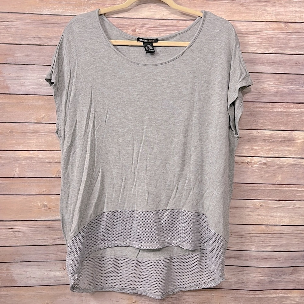 Robert Louis HiLo Gray Blouse- Size Large